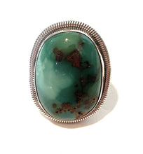 Load image into Gallery viewer, Navajo Gold Canyon Turquoise &amp; Sterling Silver Adjustable Ring by Wydell Billie