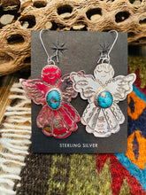 Load image into Gallery viewer, Navajo Turquoise &amp; Sterling Silver Angel Dangle Earrings