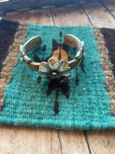 Navajo Sterling Silver Flower Bracelet Cuff