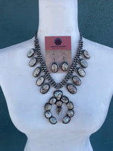 Load image into Gallery viewer, Navajo Dry Creek Turquoise &amp; Sterling Silver Squash Blossom Set By Betta Lee
