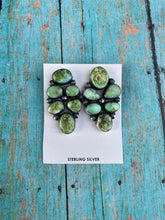 Load image into Gallery viewer, Navajo Sterling Silver &amp; Turquoise Cluster Post Earrings Signed