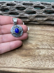 Navajo Sterling Silver & Blue Lapis Pendant By Chimney Butte