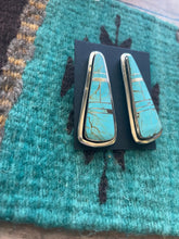 Load image into Gallery viewer, Number 8 Turquoise Inlay &amp; Sterling Silver Triangle Post Earrings