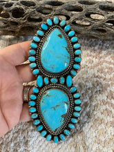 Load image into Gallery viewer, Navajo Kingman And Sleeping Beauty Turquoise Sterling Silver Statement Ring Sz 8
