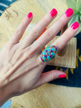 Load image into Gallery viewer, Handmade Sterling Silver &amp; Multi Stone Inlay Ring Size 7.75