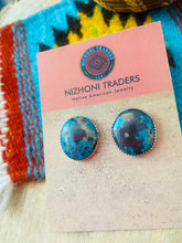 Load image into Gallery viewer, Navajo Turquoise &amp; Sterling Silver Stud Earrings