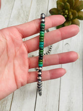 Load image into Gallery viewer, Navajo Turquoise &amp; Sterling Silver Beaded Necklace 18”