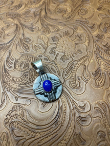 Navajo Sterling Silver & Blue Lapis Pendant By Chimney Butte