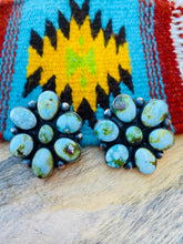 Load image into Gallery viewer, Navajo Sterling Silver &amp; Sonoran Gold Turquoise Cluster Earrings