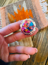 Load image into Gallery viewer, Navajo Sterling Silver &amp; Pink Dream Mohave Inlay Ring Size 7.5