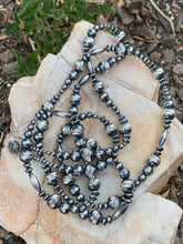 Load image into Gallery viewer, Navajo Sterling Silver Diamond Cut Bead Necklace 46 Inches