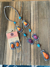 Load image into Gallery viewer, Navajo Spiny, Turquoise &amp; Sterling Silver Necklace &amp; Earring Set by Derrick Gordon