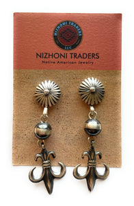 Navajo Sterling Silver Flower Dangle Earrings