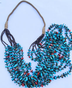 Navajo Turquoise, Spiny & Heishi Eight Strand Beaded Necklace