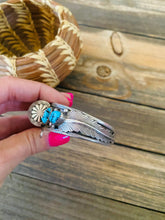 Load image into Gallery viewer, Old Pawn Vintage Navajo Turquoise &amp; Sterling Silver Watch Cuff Signed