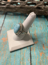 Load image into Gallery viewer, Old Pawn Navajo Sterling Silver &amp; Light Blue Larimer Ring Size 8.5