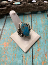 Load image into Gallery viewer, Old Pawn Navajo Sterling Silver &amp; Turquoise Ring Size 10