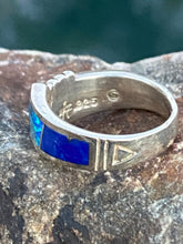 Load image into Gallery viewer, Navajo Lapis, Turquoise, Blue Opal &amp; Sterling Silver Band Ring