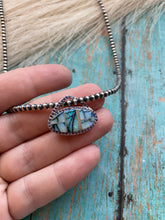Load image into Gallery viewer, Navajo Sterling Silver &amp; Blue Opal Pendant