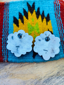 Navajo Sterling Silver & Sonoran Gold Turquoise Cluster Earrings