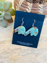 Load image into Gallery viewer, Vintage Zuni Hand Carved Turquoise Fetish Bear Earrings