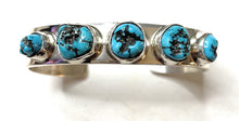 Load image into Gallery viewer, Navajo Sterling Silver 5 Stone Turquoise Cuff Chimney Butte Signed