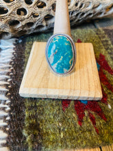 Load image into Gallery viewer, Navajo Gold Canyon Turquoise &amp; Sterling Silver Adjustable Ring by Wydell Billie