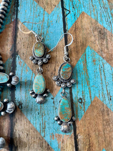 Royston Turquoise Squash Blossom Set By Navajo Artist Jacqueline Silver