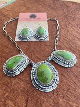 Load image into Gallery viewer, Navajo Gaspeite &amp; Sterling Silver Necklace Set by Larry Kaye