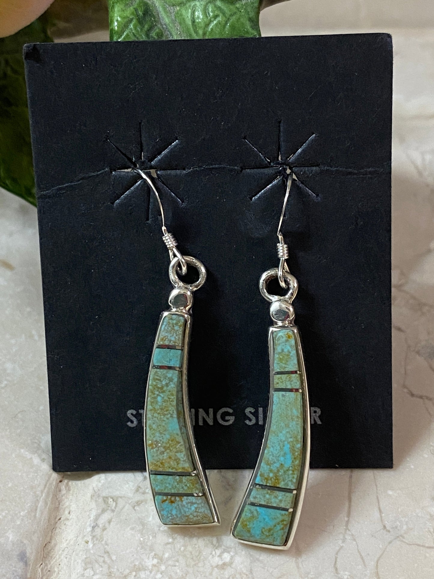 Turquoise 8 & Sterling Silver Green Dangle Earrings