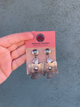 Load image into Gallery viewer, Navajo Turquoise &amp; Sterling Silver Thunderbird Dangle Earrings By Tim Yazzie