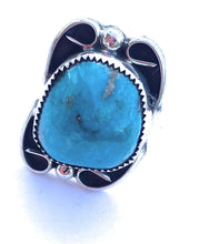 Load image into Gallery viewer, Navajo Turquoise &amp; Sterling Silver Ring Size 6