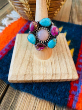 Load image into Gallery viewer, Handmade Sterling Silver &amp; Multi Stone Cluster Adjustable Ring