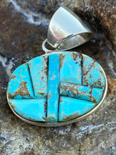 Load image into Gallery viewer, Turquoise &amp; Sterling Silver Oval Pendant