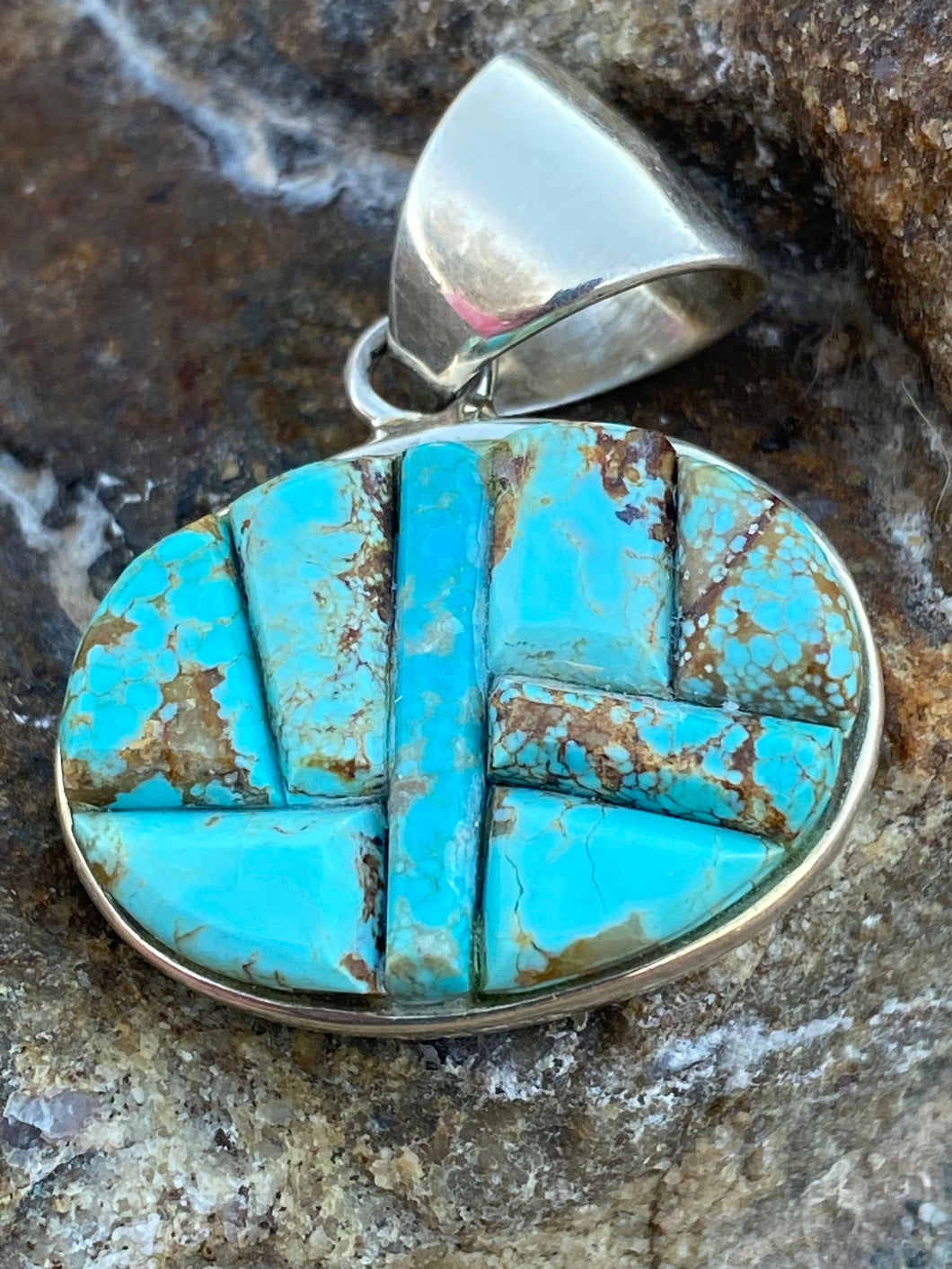 Turquoise & Sterling Silver Oval Pendant