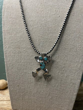 Load image into Gallery viewer, Navajo Number 8 Turquoise Inlay Frog Pendant Pin