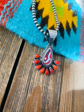 Load image into Gallery viewer, Handmade Sterling Silver, Fordite &amp; Coral Cluster Pendant
