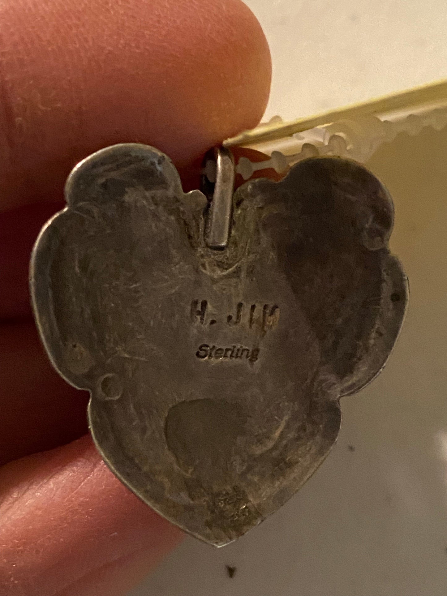 Old Pawn Sterling silver heart turquoise pendant