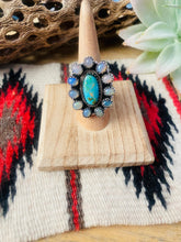 Load image into Gallery viewer, Handmade Sterling Silver, Turquoise &amp; Opal Cluster Adjustable Ring