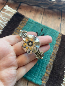 Navajo Sterling Silver Flower Bracelet Cuff