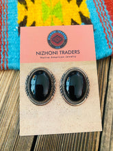 Load image into Gallery viewer, Vintage Navajo Onyx &amp; Sterling Silver Post Earrings