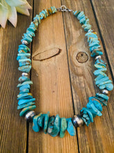 Load image into Gallery viewer, Navajo Turquoise &amp; Sterling Silver Chunky Beaded Necklace 18”