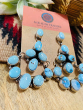Load image into Gallery viewer, Navajo Golden Hills Turquoise &amp; Sterling Silver Cluster Dangle Earrings