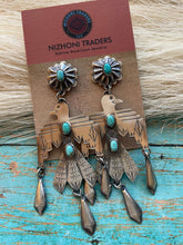 Load image into Gallery viewer, Navajo Turquoise &amp; Sterling Silver Thunderbird Dangle Earrings Signed