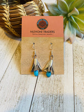 Load image into Gallery viewer, Navajo Turquoise &amp; Sterling Silver Blossom Dangle Earrings