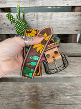 Load image into Gallery viewer, The Tammy Leather Belt - Cactus &amp; Sunflowers