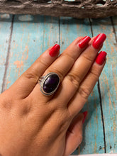 Load image into Gallery viewer, Old Pawn Navajo Sterling Silver &amp; Charorite Ring Size 8.5