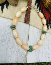 Load image into Gallery viewer, Sterling Silver Navajo Shell &amp; Turquoise Bracelet