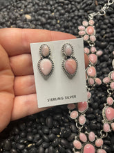 Load image into Gallery viewer, Navajo Queen Pink Conch Shell And Sterling Silver Necklace Earrings Set By Sheila Becenti