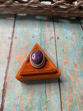 Load image into Gallery viewer, Old Pawn Navajo Sterling Silver &amp; Charorite Ring Size 8.5